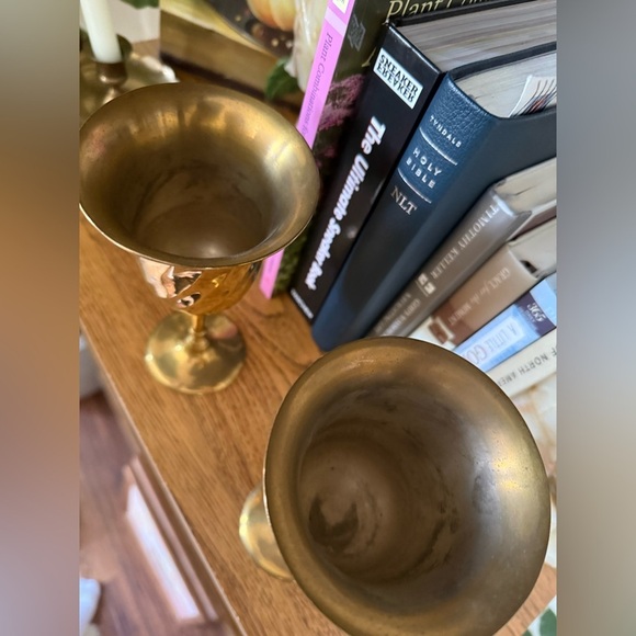 Vintage Solid Brass Wine Goblets Made In India Set Of 2 - Picture 6 of 8